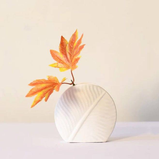 Enhabit Leaf Slim Ceramic Vase - White