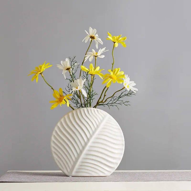 Enhabit Leaf Slim Ceramic Vase - White