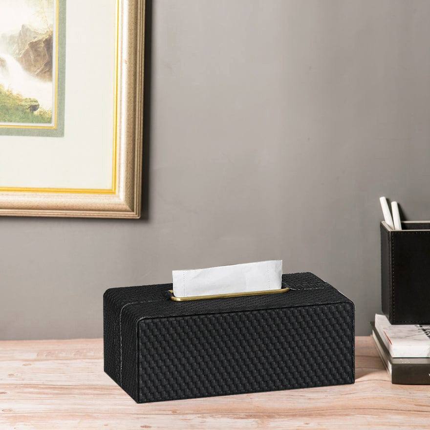 Enhabit Links Tissue Box Holder - Black & Gold