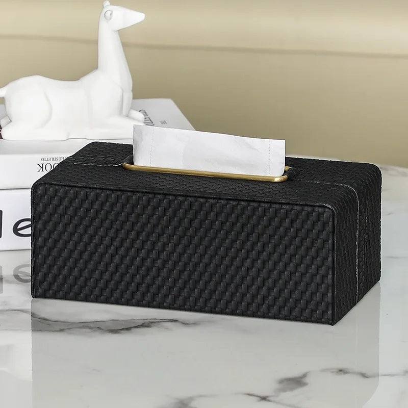 Enhabit Links Tissue Box Holder - Black & Gold