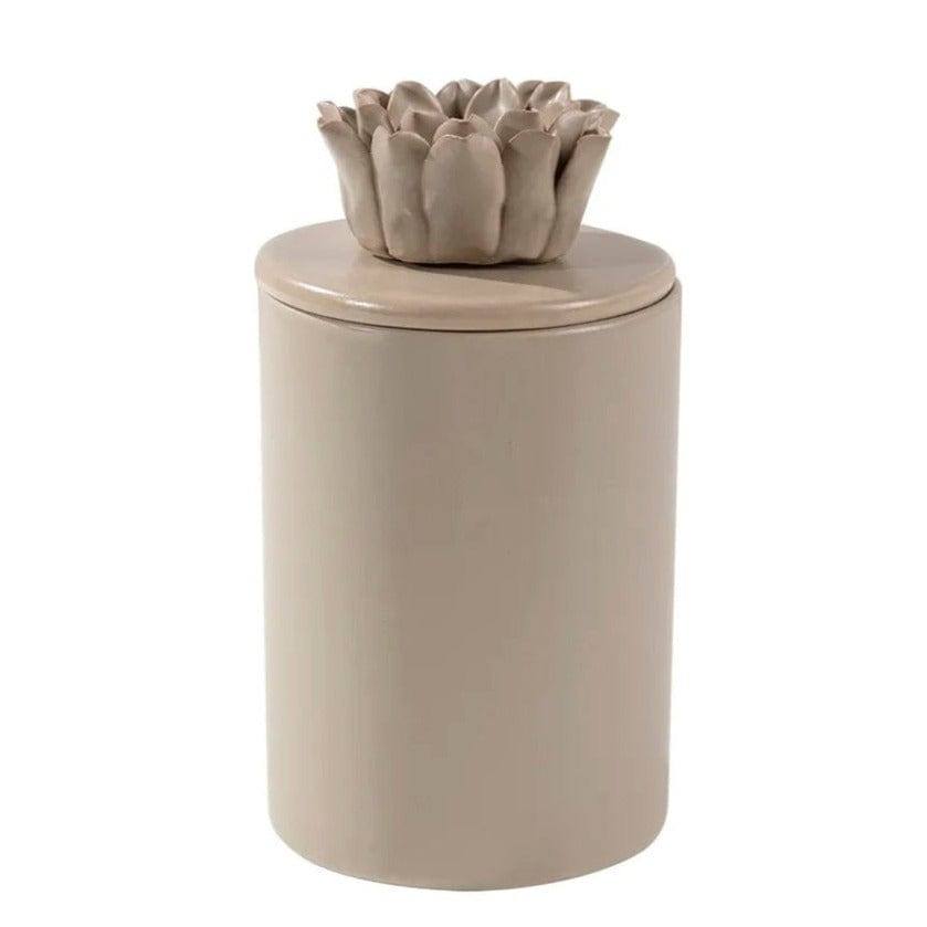 Enhabit Lotus Decorative Ceramic Jar - Beige