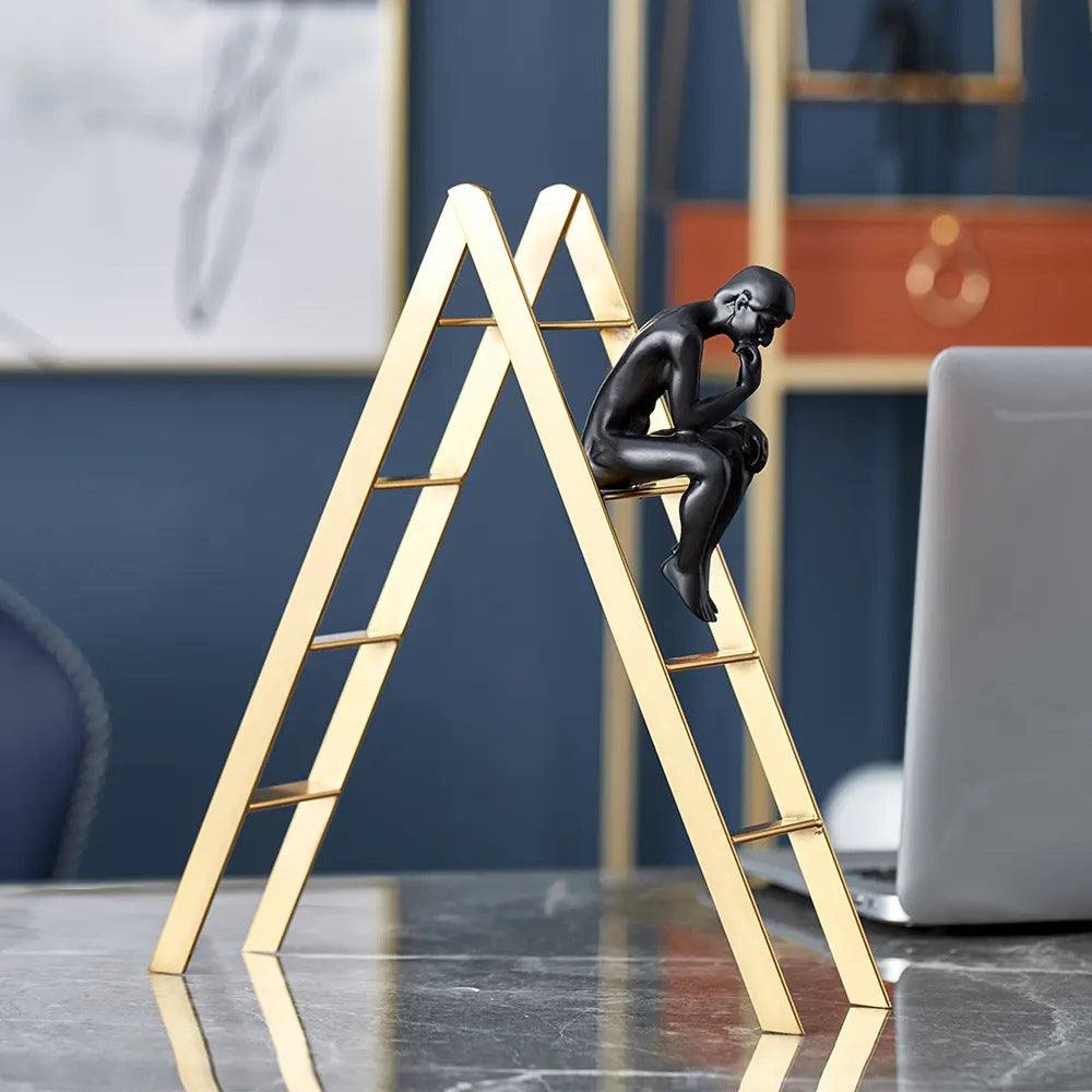 Enhabit Man on Ladder Decorative Accent - Black & Gold