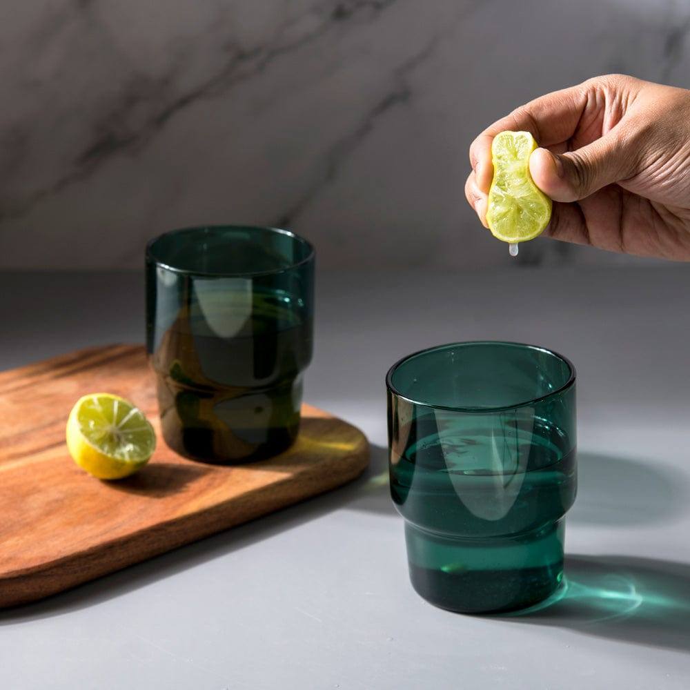 Enhabit Menlo Tall Tumblers, Set of 2 - Bottle Green