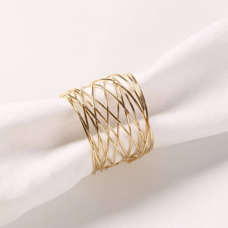 Enhabit Mesh Napkin Rings, Set of 6 - Gold