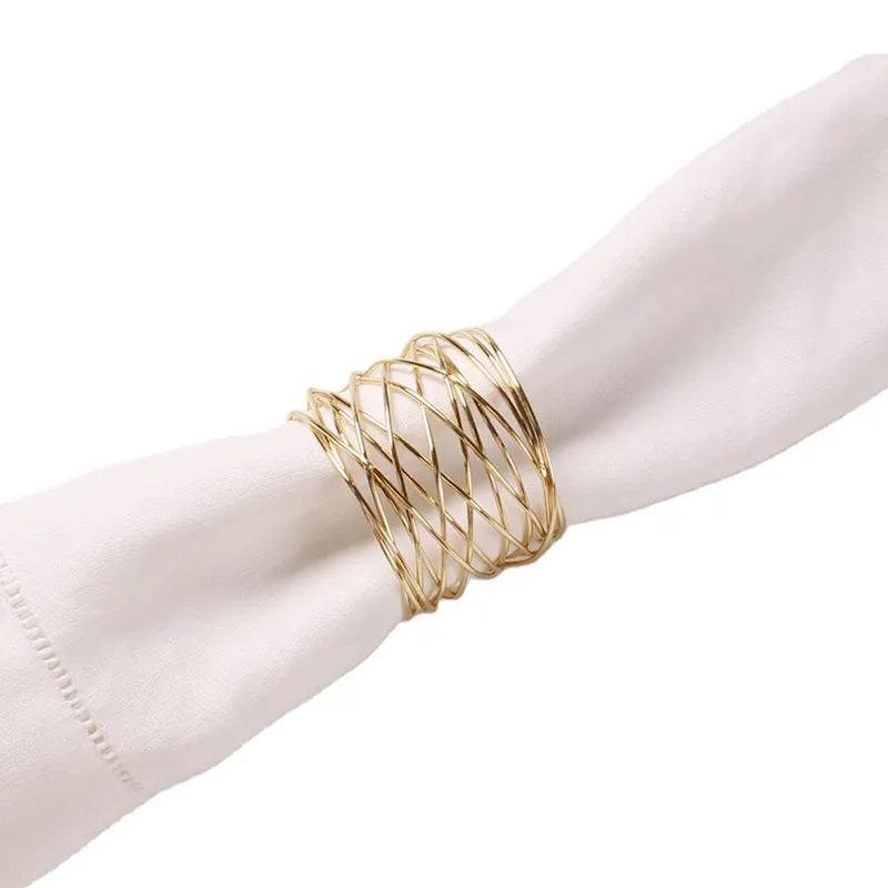 Enhabit Mesh Napkin Rings, Set of 6 - Gold