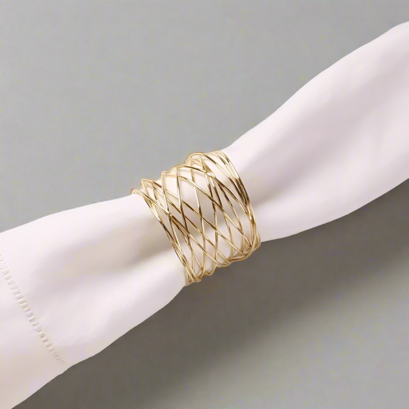 Mesh Napkin Rings, Set of 6 - Gold