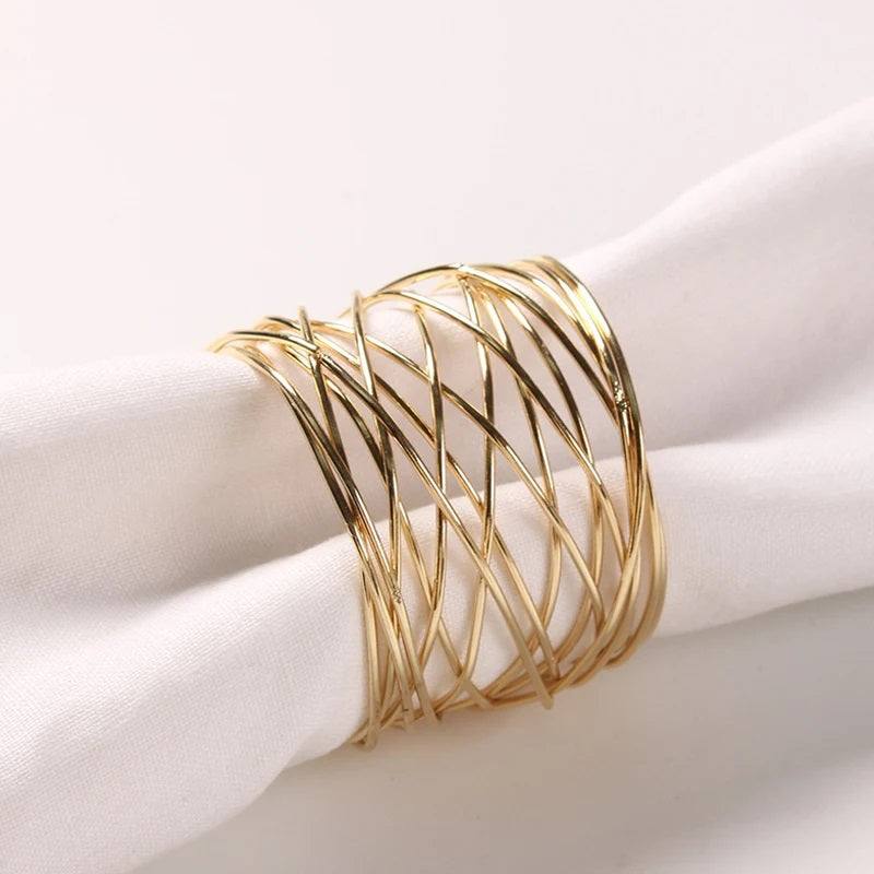 Enhabit Mesh Napkin Rings, Set of 6 - Gold