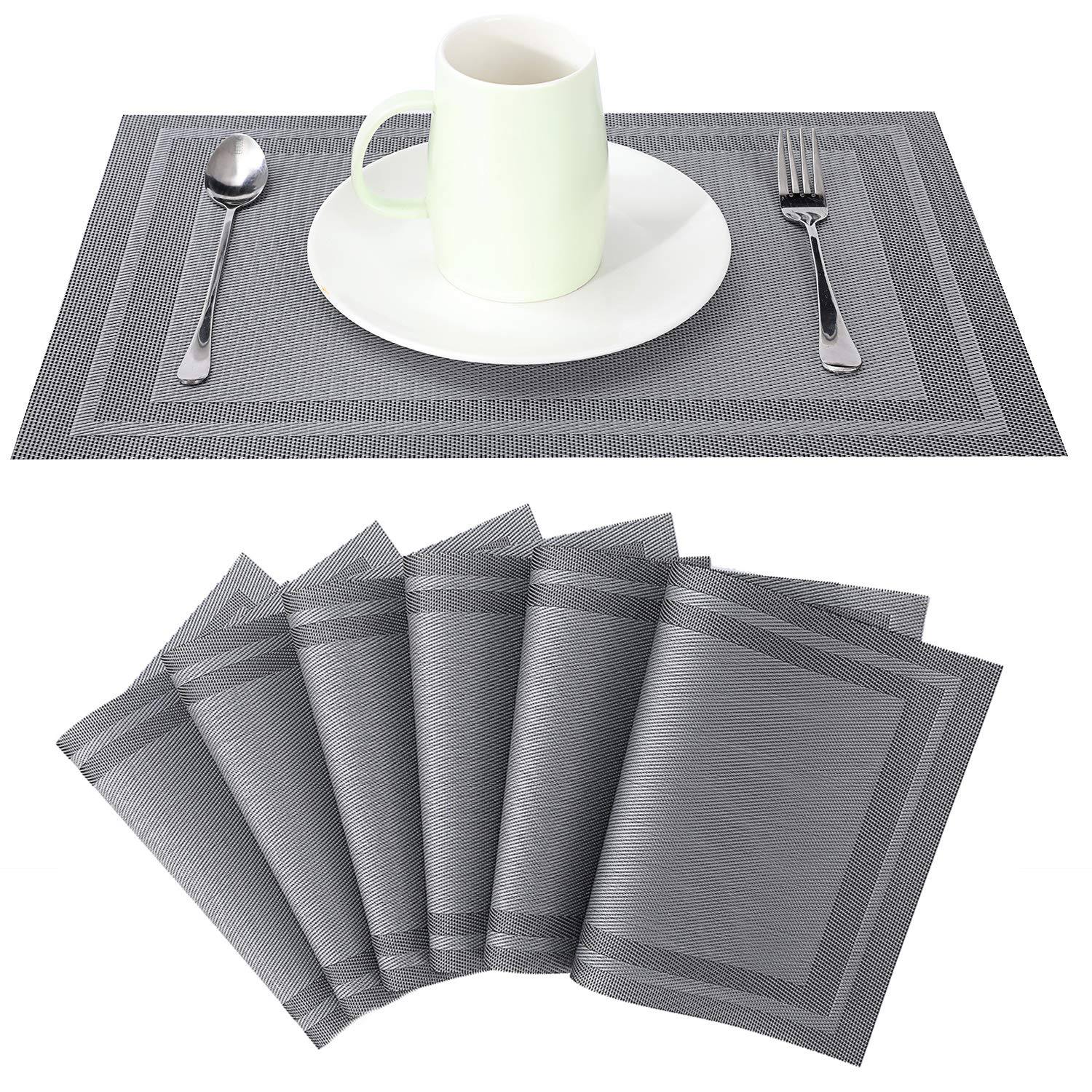 Enhabit Mesh Rectangular Placemats, Set of 6 - Grey