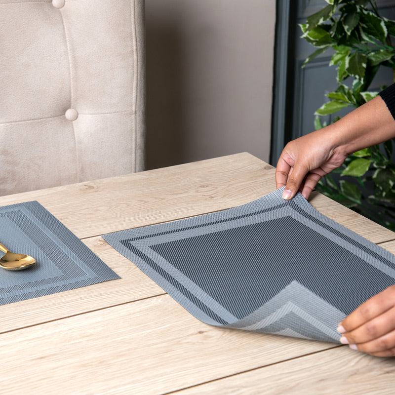 Enhabit Mesh Rectangular Placemats, Set of 6 - Grey