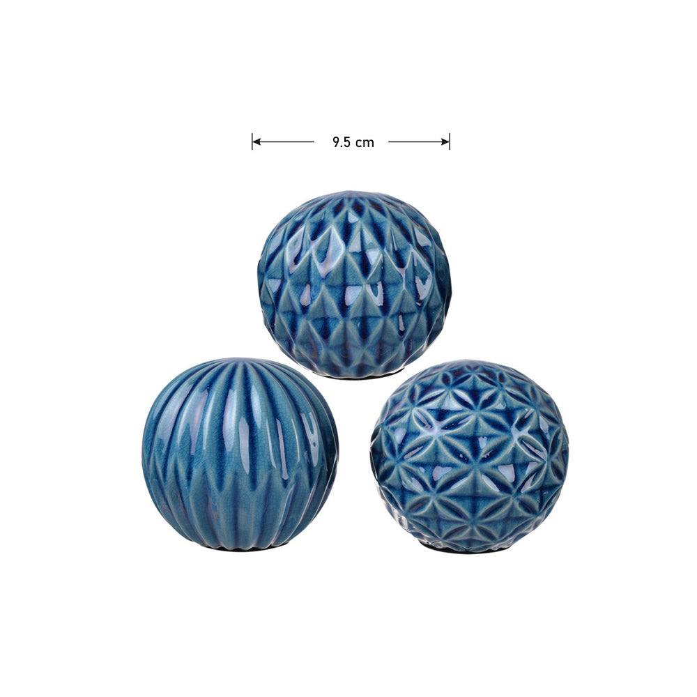 Enhabit Olsen Ceramic Decorative Accent Balls, Set of 3 - Blue