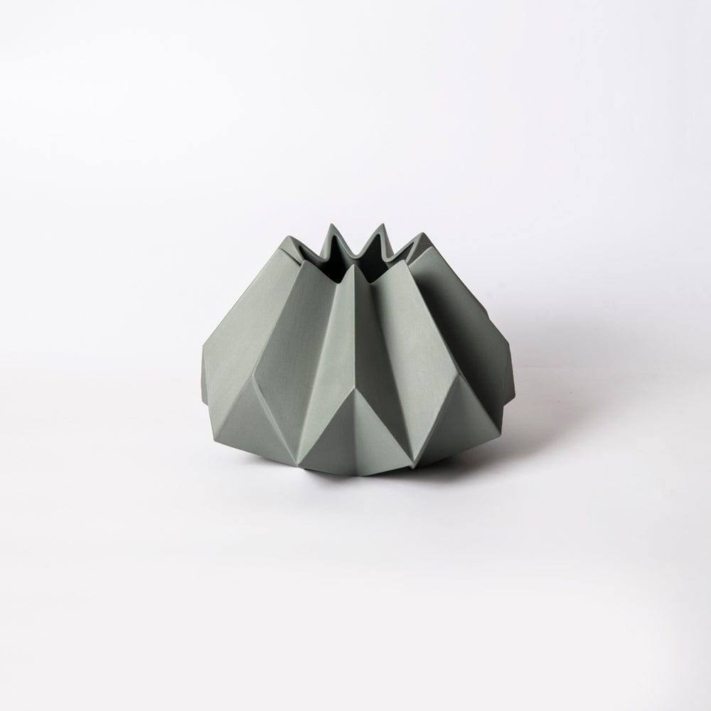 Enhabit Origami Porcelain Vase Short - Grey