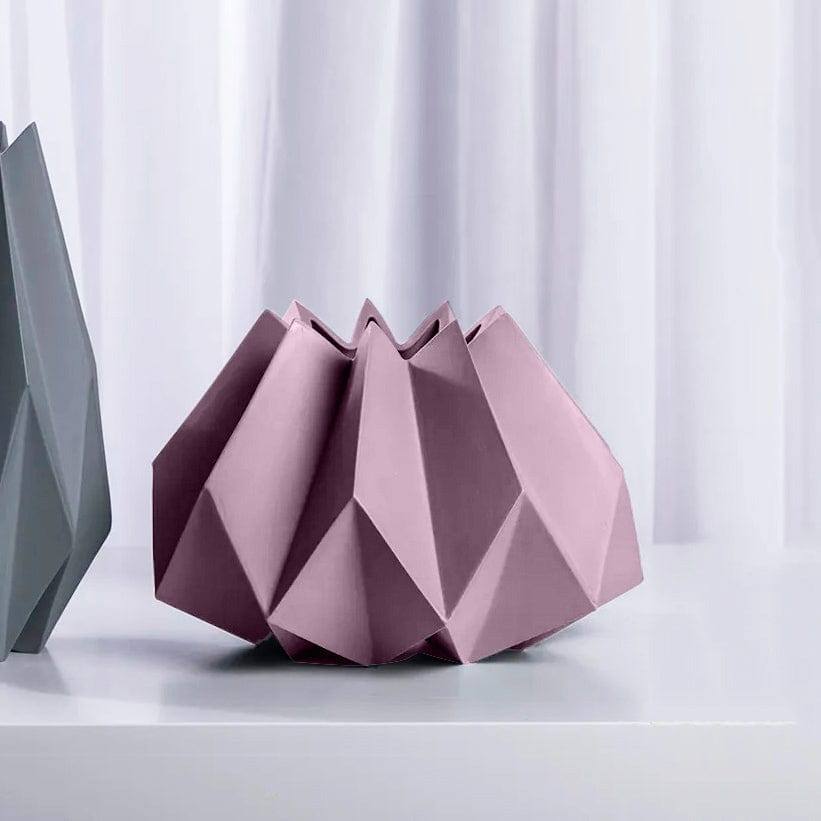 Enhabit Origami Porcelain Vase Short - Pink