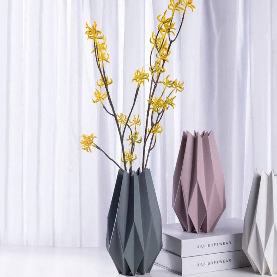 Enhabit Origami Porcelain Vase Tall - Grey