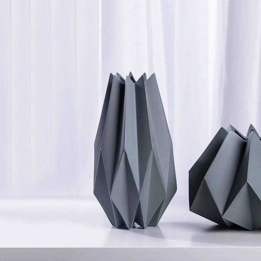 Enhabit Origami Porcelain Vase Tall - Grey