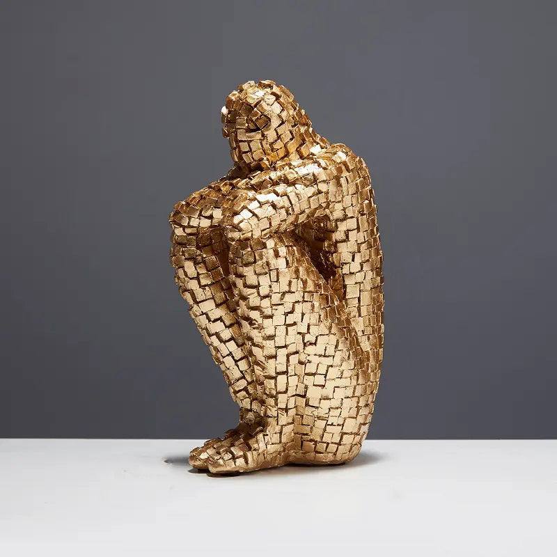 Enhabit Pixel Man Decorative Accent - Gold