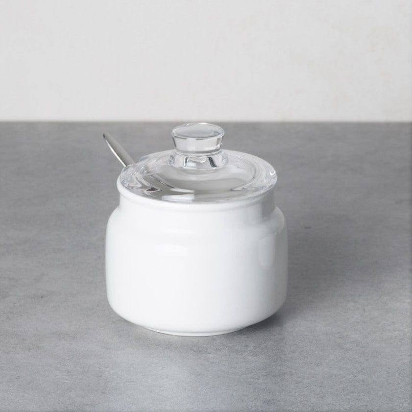 Philosophy Home Porcelain Seasoning Jars with Glass Lid, Set of 2