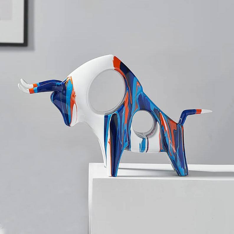 Enhabit Prime Bull Decorative Sculpture - Splash Blue