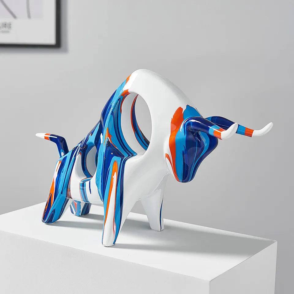 Enhabit Prime Bull Decorative Sculpture - Splash Blue