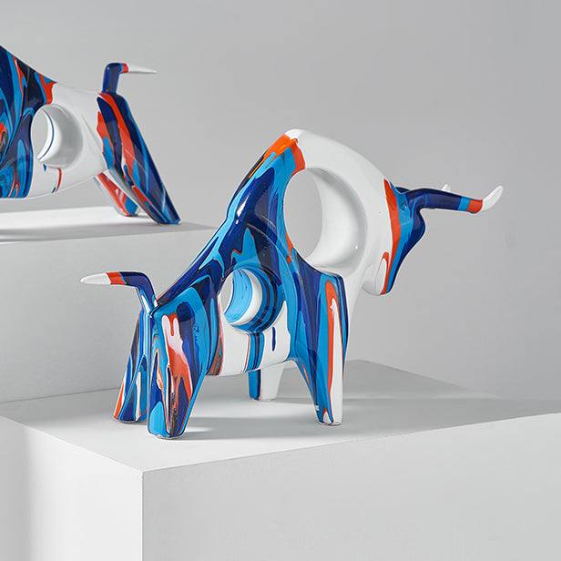 Enhabit Prime Bull Decorative Sculpture - Splash Blue