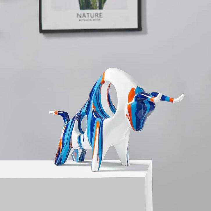 Enhabit Prime Bull Decorative Sculpture - Splash Blue