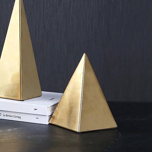 Enhabit Pyramid Decorative Sculpture - Brass