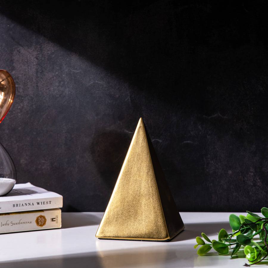 Enhabit Pyramid Decorative Sculpture - Brass