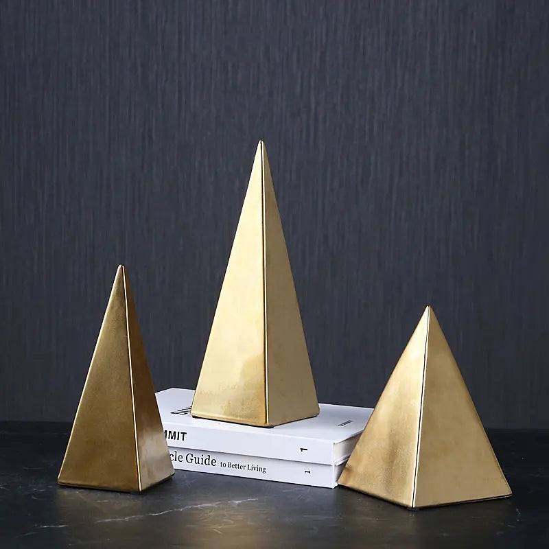 Enhabit Pyramid Decorative Sculpture - Brass