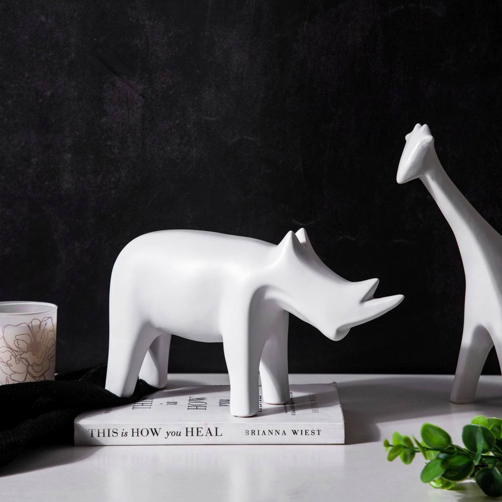 Enhabit Rhino Decor Accent - White