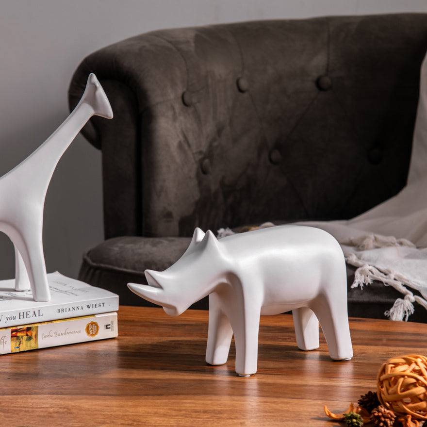 Enhabit Rhino Decor Accent - White