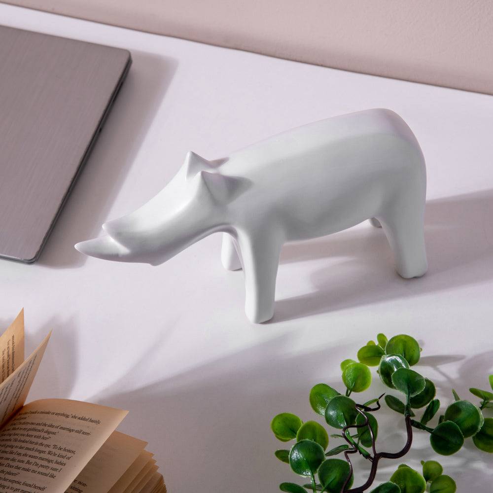 Enhabit Rhino Decor Accent - White