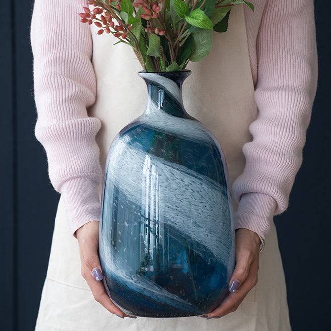 Enhabit Sandstorm Glass Vase Large - Blue Grey