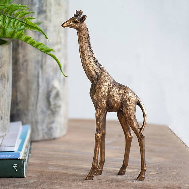 Enhabit Savannah Giraffe Decorative Sculpture Medium - Vintage Gold