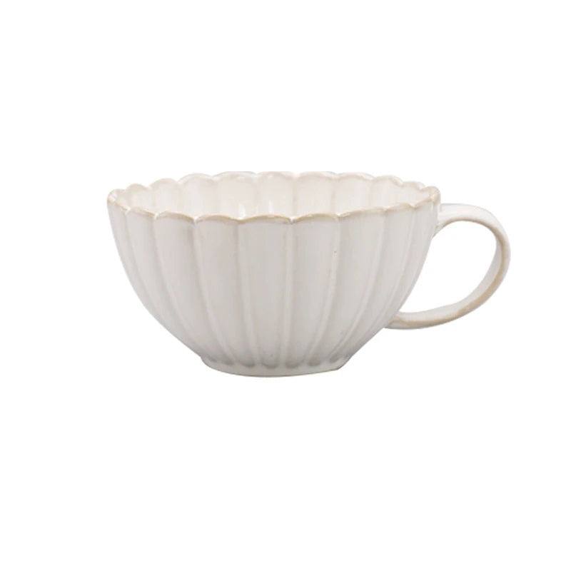 Enhabit Scallop Cups & Saucers, Set of 2 - Ivory