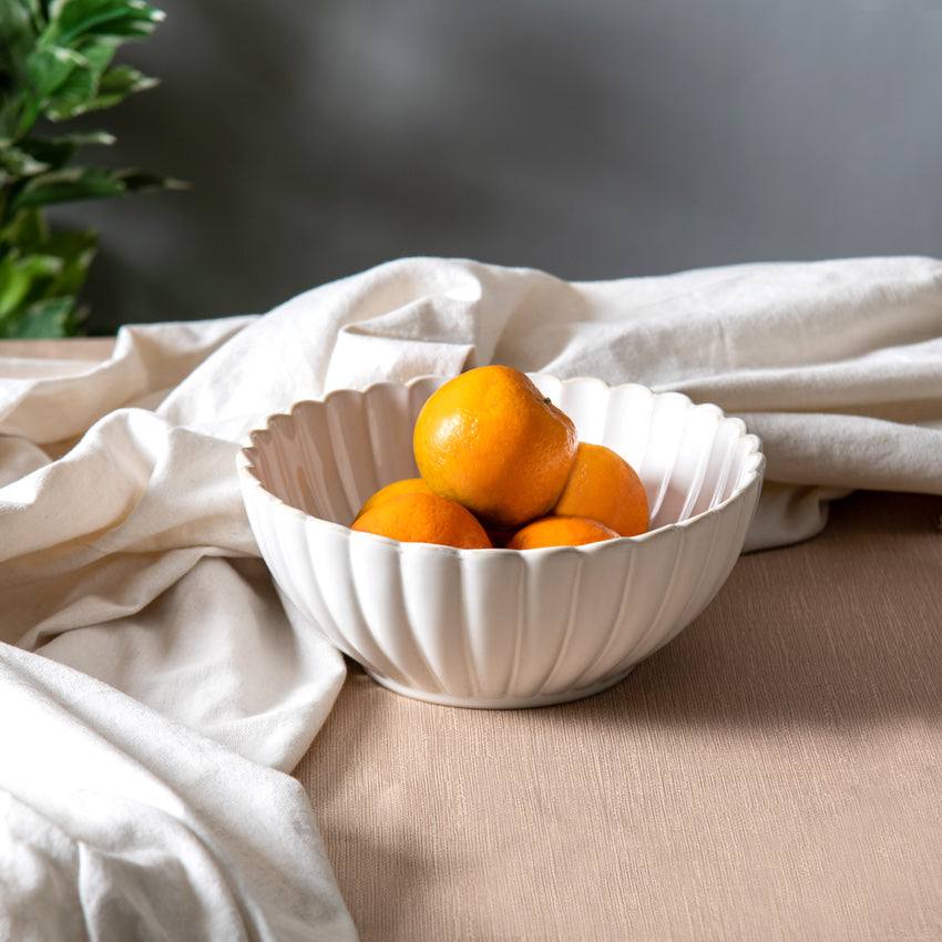 Enhabit Scallop Large Bowl - Ivory