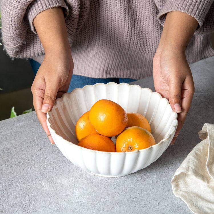 Enhabit Scallop Large Bowl - Ivory