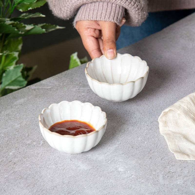 Enhabit Scallop Small Bowls, Set of 2 - Ivory