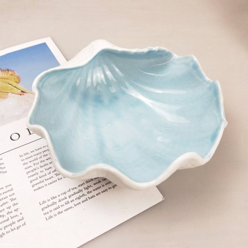 Enhabit Seashell Trinket Tray - White & Blue