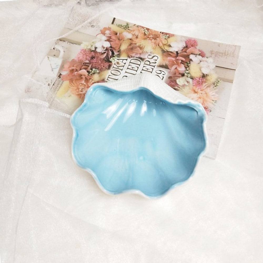 Enhabit Seashell Trinket Tray - White & Blue