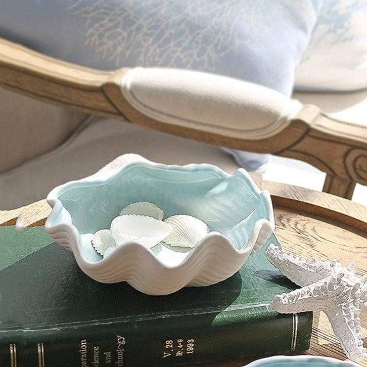 Enhabit Seashell Trinket Tray - White & Blue