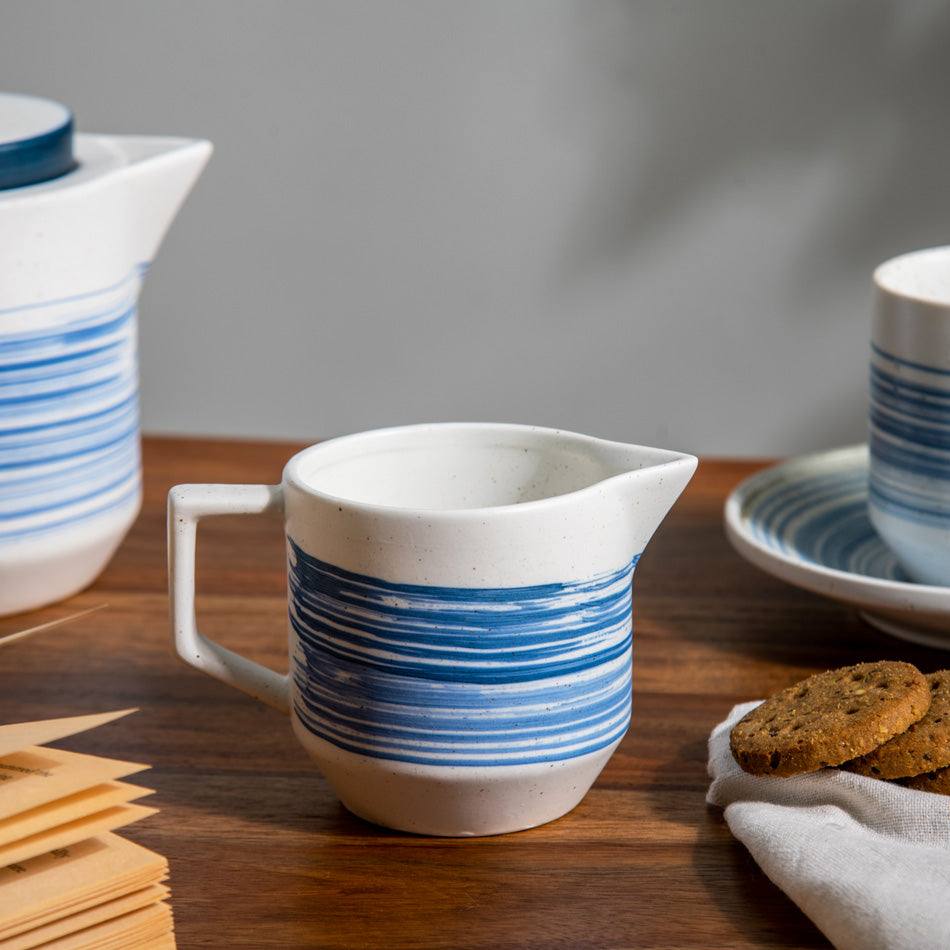 Enhabit Shore Ceramic Creamer - White & Blue