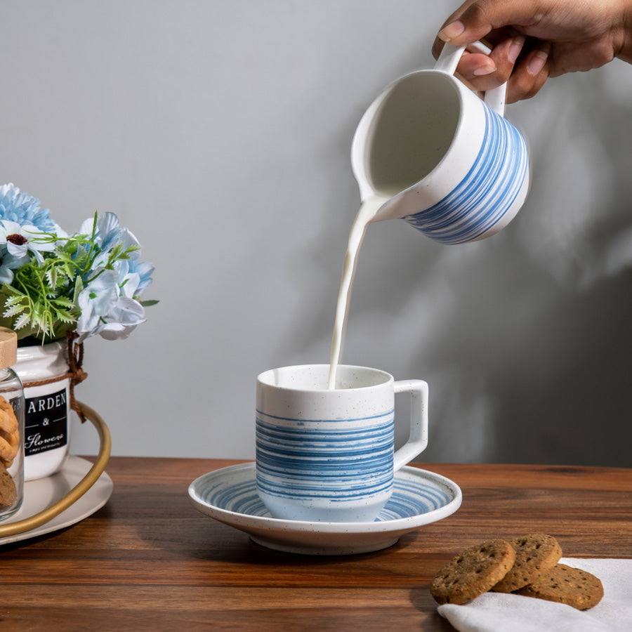 Enhabit Shore Ceramic Creamer - White & Blue