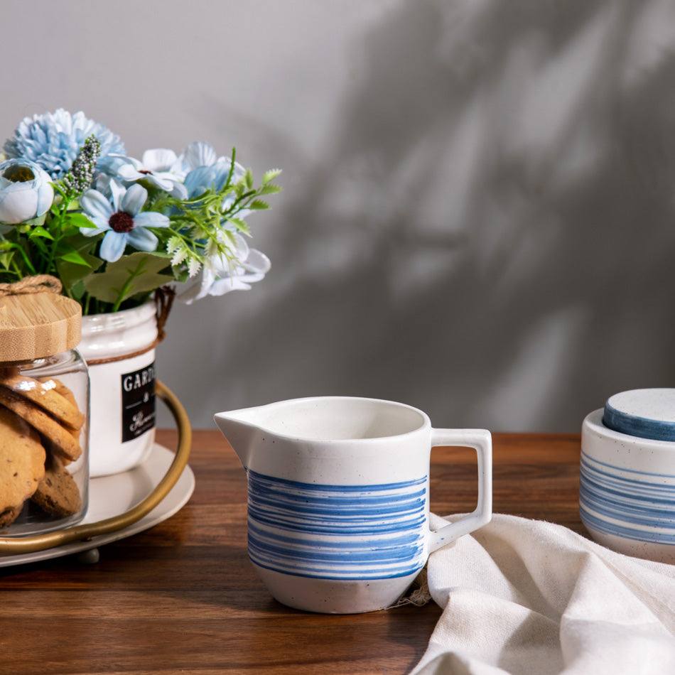 Enhabit Shore Ceramic Creamer - White & Blue