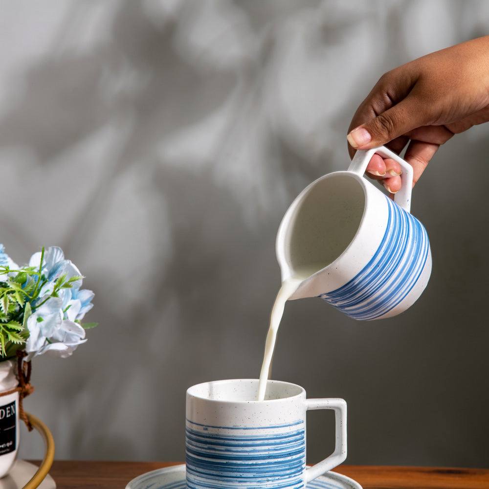 Enhabit Shore Ceramic Creamer - White & Blue