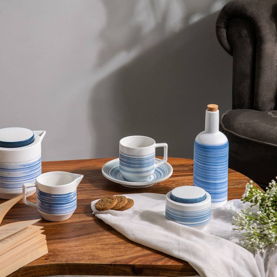 Enhabit Shore Ceramic Creamer - White & Blue