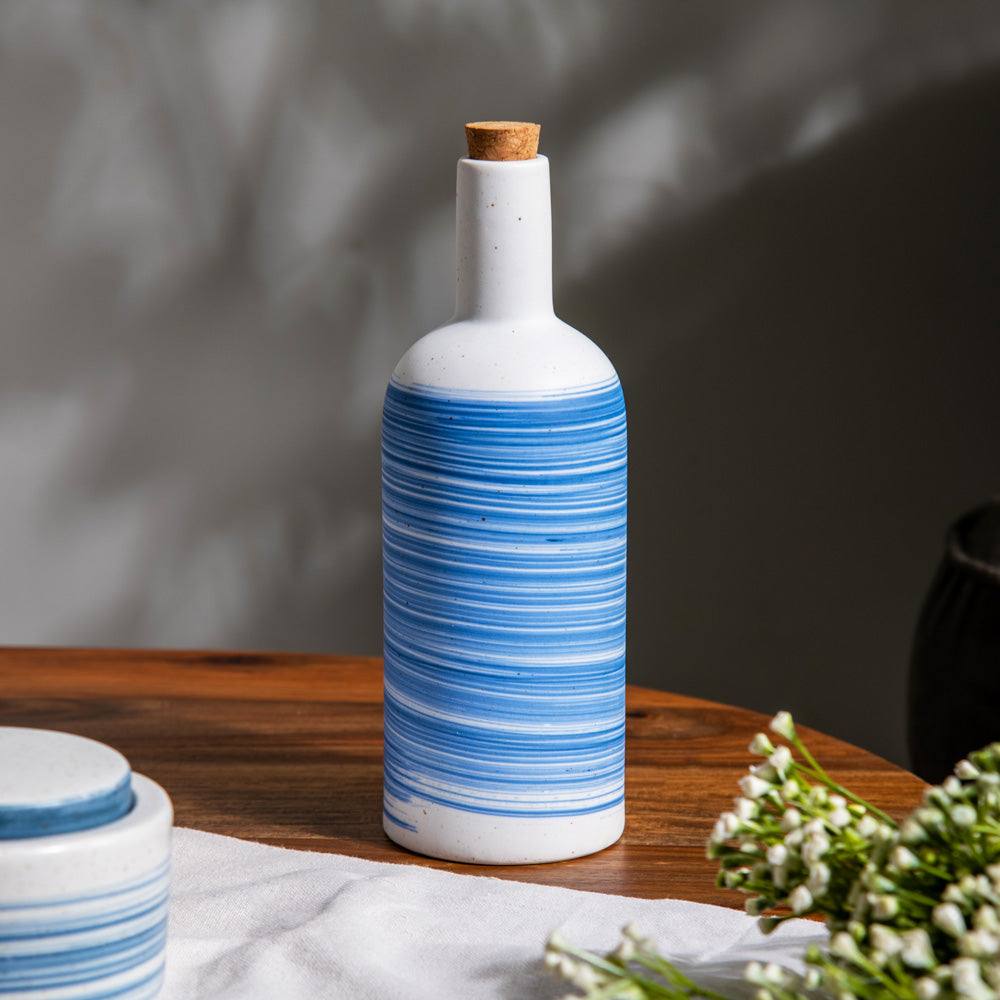 Enhabit Shore Condiment Bottle with Lid - White & Blue