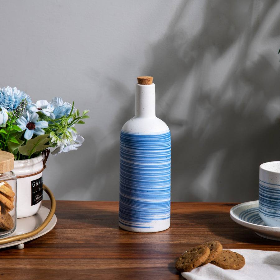 Enhabit Shore Condiment Bottle with Lid - White & Blue