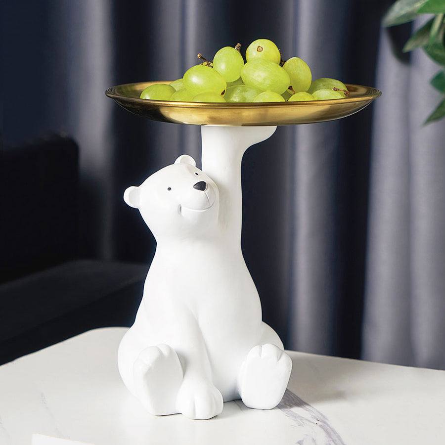 Enhabit Sitting Bear Sculpture with Trinket Tray