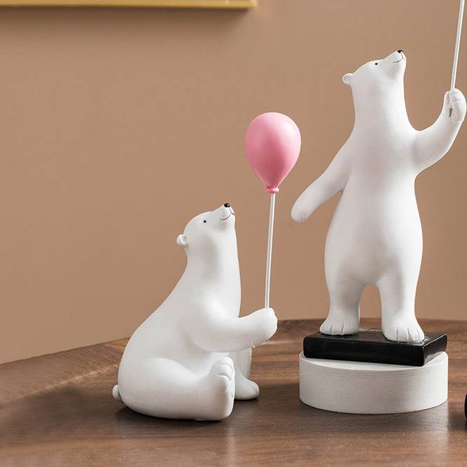 Enhabit Sitting Bear with Balloon Sculpture - Pink