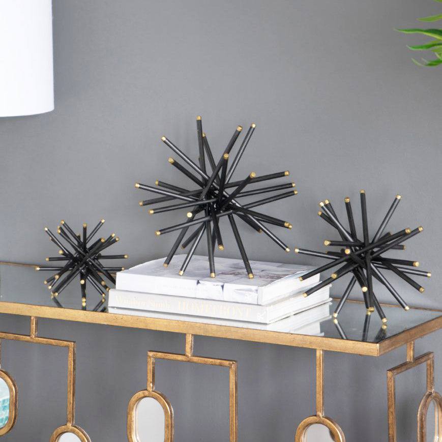 Enhabit Spiked Decorative Accents, Set of 3 - Black Gold