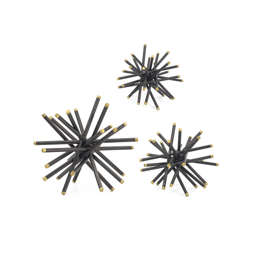 Enhabit Spiked Decorative Accents, Set of 3 - Black Gold